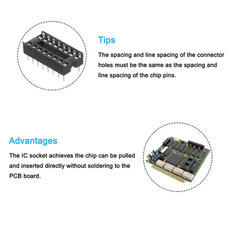 DIP IC Socket Adapter Kit 20 Pack With 2.54mm Pitch 16 Pin Soldering Flat Circuit Chip Sockets Tips and Advantages