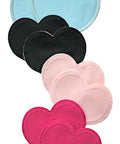 Reusable Nursing Pads For Breastfeeding Women Washable Multi Color Variety Pack With Three Regular Thin Heart Shaped Pads And One Overnight Thick Pad