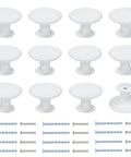 Antique White Round Cabinet Knobs With Screws Set Of 12 for Dresser Cupboard Doors and Bathroom Cabinets shown with screws