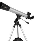 70mm Telescope With Phone Adapter Carbon Fiber Body Silver Finish For Epic Moon And Planet Views shown mounted on tripod