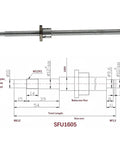 16mm CNC Ball Screw Kit SFU1605 RM1605 Anti Backlash diagram and dimensions for DIY CNC rigs with 39.37 inch length, nut, and supports.