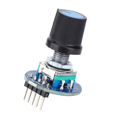 Three Pack Rotating Encoder Module With Potentiometer 5V Rotation Sensor For Mechanical Projects Unlimited Rotation Easy Reset And Accurate Counting For DIY Electronics Projects, black plastic knob