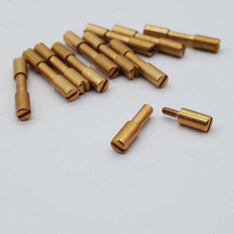 Brass Knife Handle Rivet Fasteners 10 Pack Tactical Lock Rivets For DIY EDC Projects, close-up of brass screws and studs.