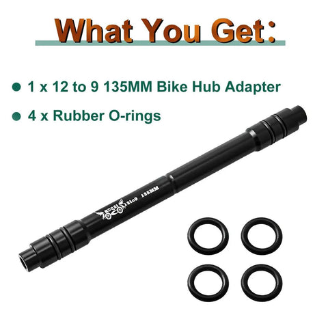 Front Wheel Hub Adapter 12mm To 9mm Quick Release For 135mm MTB Road Bikes 7075 Aluminum Thru Axle Converter with O-rings