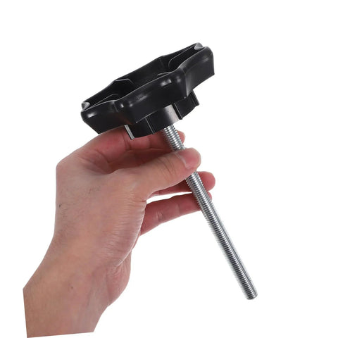 Hand holding Spare Tire Hold Down Bolt Replacement For Cars Universal Clamp Hardware Easy Install Secure Mount Tire Fastener