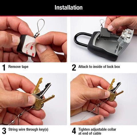 Retractable Lock Box Key Tether For 5400 Series Lock Boxes, 36 Inch Extendable Cable, Easy Mount With Ultra Strong VHB Tape, Keeps Your Keys Safe On The Go, Fits Inside 5400 5401 5414 5415 5420 5424 5425 5440 5441 Lock Boxes