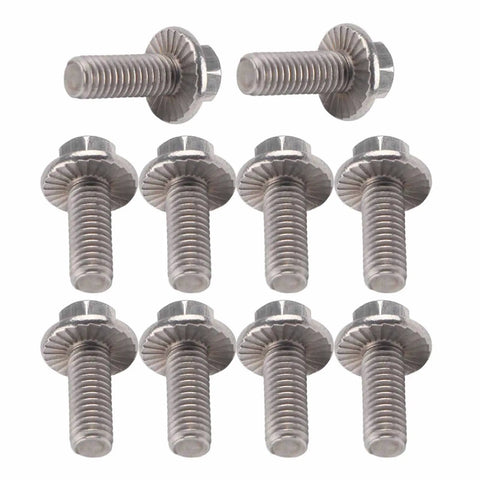 Super Heavy Duty M6 Stainless Steel Hex Flange Bolts Set With 304 Grade Rust Resistant Fasteners in a 10 pack.