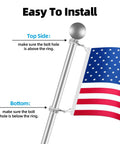 Installation guide for Heavy Duty Flag Pole Rings For One Inch Poles with 360 Degree Swivel Clips and foolproof anti wrap design.