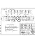Technical drawing of ANSI 100H heavy duty roller chain for high load industrial use, detailing component specifications and measurements.