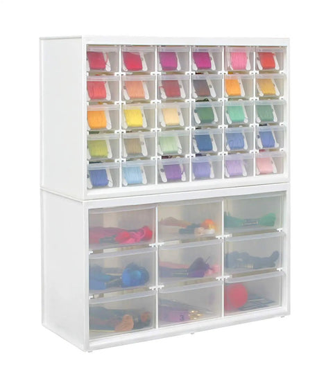 Store In Drawer Cabinet With 30 Drawers Wall Mountable Craft Organizer For Beads Buttons Thread Inks Embellishments And Small Tools In Clear And White