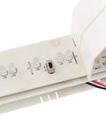 Close-up of 2 in 1 LED Exit Sign and Emergency Light Combo internal wiring in white housing, switchable red and green signage setup