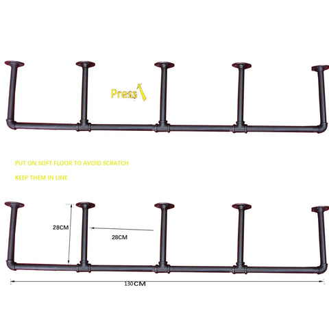 Dimensions of Industrial Black Pipe Shelf Kit 5 Tier Open Wall And Ceiling Mounted Bookshelf For DIY Projects Two Pack Hardware