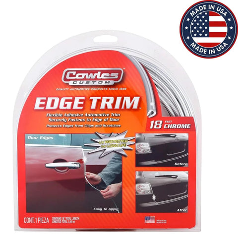 Cowles Custom 18 ft chrome U-channel edge trim packaging for door edge guard, automotive accessory