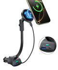 Heavy Duty 15W Fast Wireless Car Mount Charger That Plugs Straight Into Standard Cigarette Lighter Socket, flexible arm holding phone.