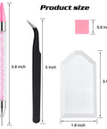 Rhinestone Picker Tool Kit With Two Bedazzling Pens, precision tweezer, and grooved tray with dimensions shown in inches.