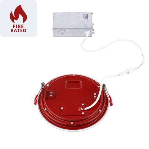 Badass 6 Inch Led Round Recessed Downlight 5CCT Selectable 14W with fire-rated housing and driver attached for secure installation.