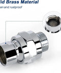 Solid Brass Shower Head Swivel Ball Adapter With Chrome Finish, No Fuss Easy Install Universal Shower Arm Extension, High Flow Ball Joint Connector, Leak Free And Durable Fit For Any Shower. chrome brass adapter with mesh filter