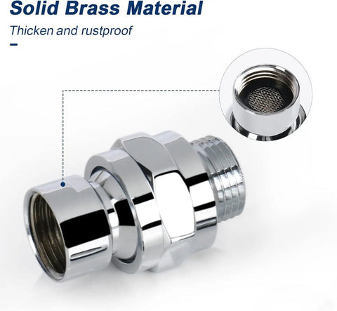 Solid Brass Shower Head Swivel Ball Adapter With Chrome Finish, No Fuss Easy Install Universal Shower Arm Extension, High Flow Ball Joint Connector, Leak Free And Durable Fit For Any Shower. chrome brass adapter with mesh filter