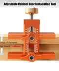 All Purpose Aluminum Cabinet Door Mounting Jig With Adjustable Positioner for Quick Frameless or Face Frame Cabinet Door Installations in Bright Orange