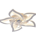 Low Profile 7 Blade Ceiling Fan With Lights Petal Flower Design Dimmable White Finish Remote And App Control Six Speed 5000 Lumens