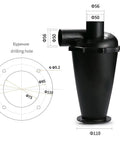 Black Dual Purpose Turbo Cyclone Dust Separator For Vacuum Cleaners Heavy Duty Woodworking Dust Collection System with flange