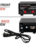 Front and back view of Compact Benchtop Power Supply For Home Labs With 6 Amp Linear Regulated 12V And 13.8V DC Outputs.