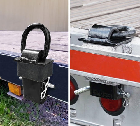 4 Pack 5 Eighths Inch Stake Pocket D Rings For Trailers And Flatbeds Heavy Duty Adjustable Tie Down Anchors in use
