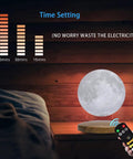 Levitating Moon Light With Magnetic Base And Remote Control Dope Floating 3D Moon Lamp on nightstand, time settings displayed