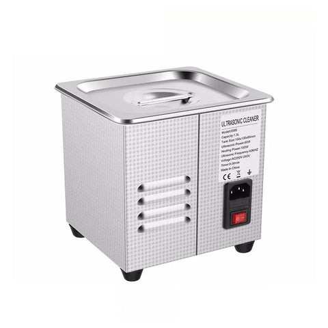 Hualuck 1.3L Ultrasonic Parts Cleaner With Timer And Heater, Stainless Steel Bath for tool cleaning, digital control panel.
