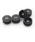 Six Pack 1.5 Inch Threaded Tube Plugs For Furniture Legs With M8 Screw Holes Black Plastic Round Nut Plugs, Adjustable Height End Caps