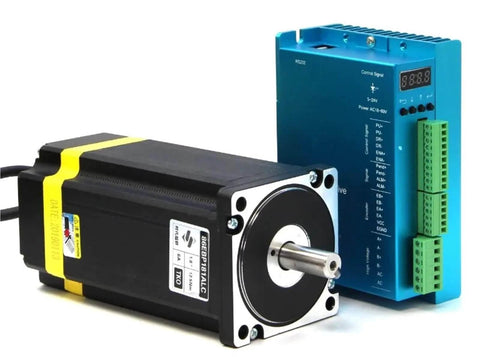 Hard Hitting Closed-Loop Stepper Servo Motor With Digital Display Drive, 12.5 Nm Torque, 1000 Line Encoder, Brake Included, All In One Motion Control Set