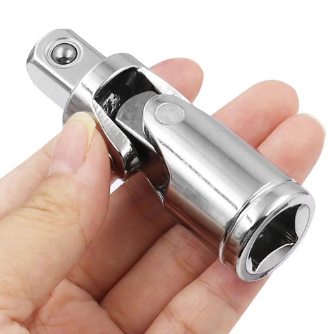 Rock Solid 3 Piece Universal Joint Socket Set With Rotatable Swivel Head For Tough Jobs And Confined Spaces hand-held steel chrome joint