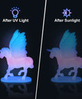 Unicorn figurine glowing after using UV Resin Curing Light For 3D Printers SLA DLP LCD Models 405nm UV LED Lamp With 60W Output