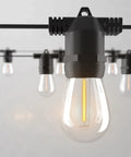 Close-up of Two Pack 27 Ft Outdoor String Lights S14 LED Warm White IP65 Waterproof Connectable Shatterproof Edison Vintage Patio Decor