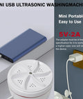 Hella Compact Mini Portable USB Washing Machine For Laundry And Dishes Ultrasonic Sink Turbo Washer with power bank and adapter.