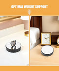 Smooth Electric Rotating Display Turntable For Jewelry Cake And Watches Super Stable Motorized Spinning Stand showcasing a watch on a bedside table.