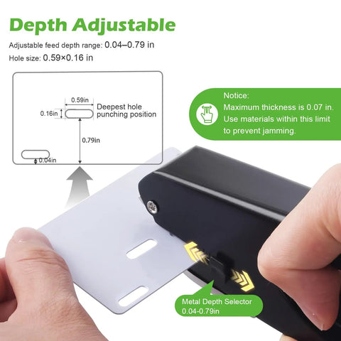 Adjusting depth on Heavy Duty Slot Punch Handheld Hole Puncher All Metal ID Card Puncher Slotting Tool for paper and PVC cards.