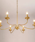 Massive 36 Inch Classic Candelabra Farmhouse Chandelier With Six Candle Lights Antique Gold Painted Iron Pendant Ceiling Light Fixture