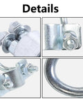 4 Pack Heavy Duty Cross Connector Pipe Clips For Steel Tubes Vertical U Shaped Clamps That Lock Crosses Perfect For Shelf Beams Farm And Greenhouse Frames Top Rail Fence Scaffolding Piping 50x50mm, galvanized steel clamp details