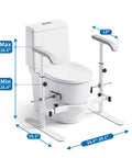 Built Tough Toilet Safety Rails For Seniors With No Wobble Stability And Wide Anti Slip Base For Tile Or Hardwood Floors Straightforward Setup Handicap Support Frame measuring 26.4 to 29.1 inches.