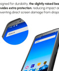 Close-up of Rugged Android 12 Barcode Scanner Handheld Mobile Computer With Octa Core 2.0GHz 6.0 Inch Touch Screen showing raised bezel design.