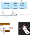 Dimensions and diagrams of Full Extension Ball Bearing Drawer Runners For Under Desk Keyboard Shelf, 107mm high, 350mm long