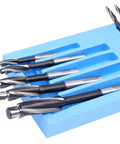 H.S.S. Solid Cap Screw Counterbore Set, 7 Piece, 3 Flute, Straight Shank, Inch Size Counterbores, precision milling tools in foam tray