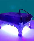 Top Tier Led Uv Curing Light 365Nm Shadowless Cold Source Lamp For 3D Printing Resin with purple light and adjustable legs.