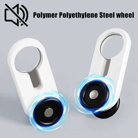 Silent Heavy Duty Double Track Curtain Rail Kit wheels in polymer polyethylene steel with black center