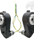 Two Pack 12V DC Motor Gearbox Kit With 12000 RPM For Ride On Cars Replacement Parts High Speed Drive Engine For Electric Motorcycles And Kids Cars Premium Quality, showing black gearbox and motor with connectors