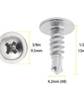 Heavy Duty 410 Stainless Steel Number Eight Half Inch Self Tapping Screws For Metal And Wood Two Hundred Fifty Piece Pack, size details
