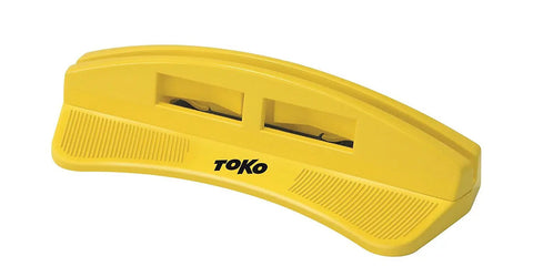 World Cup Scraper Sharpener With Plexiblade Ceramic Disc For Ski Wax Removal, Pro Grade Tool, yellow tool side view