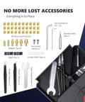 Accessories for Vertical Heat Set Insert Tool Press with 90W Soldering Iron, brass nuts, adapters, and tools included.