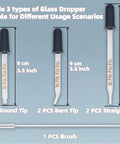 Six Pack Glass Pipette Droppers With Brush Set Bent And Straight Tips 1 Ml Eye Droppers For Essential Oils Lab Crafts Measuring
